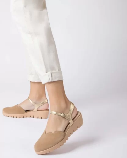 Wonders Sandalia Caravaca Marron Sand/Gold Flash Sale