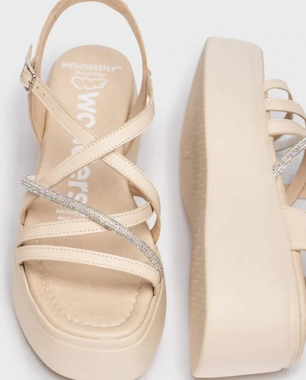 Wonders Sandalias Con Plataforma Martina Beige Natural Hot