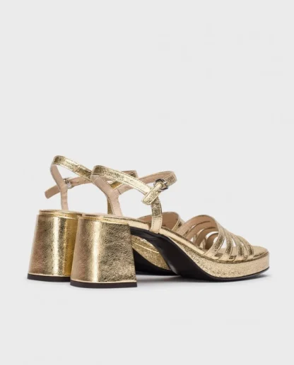 Wonders Sandalias De Tacon Zaida Oro Shop