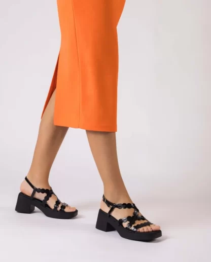 Wonders Sandalias Tacon Neus Negro Sale
